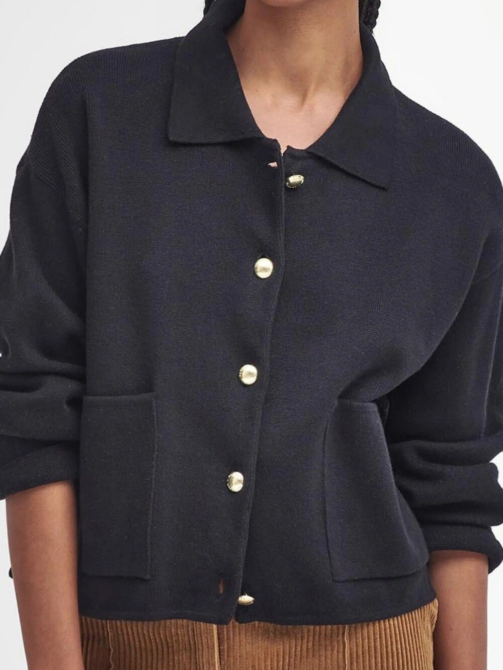 Barbour Black Knit Button Front Cardigan